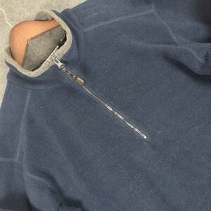 Sierra Experience Mens 1/4 Zip Fleece Pullover Navy Blue Mock Neck Size M